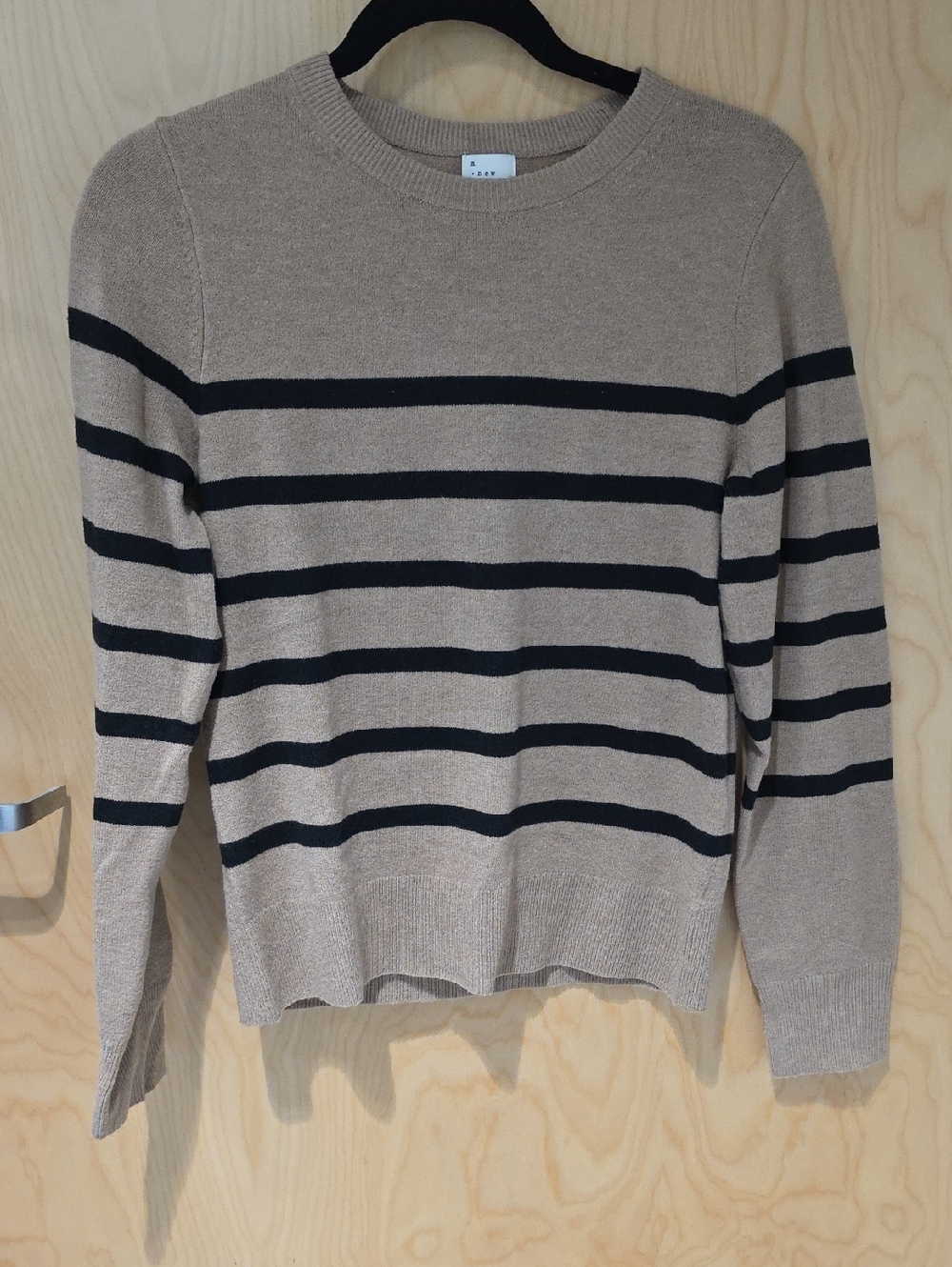 a new day Beige and Black Striped Knit Top
